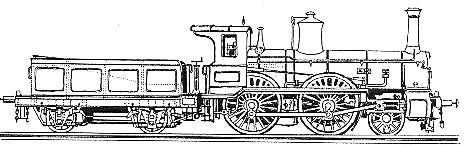 Schwere peuische Schnellzug-Lokomotive von L. Schwarzkopf, Berlin, Typ 1 B. Baujahr 1869. Zulssige Hchstgeschwindigkeit mit Zuglast: 90 km/h.